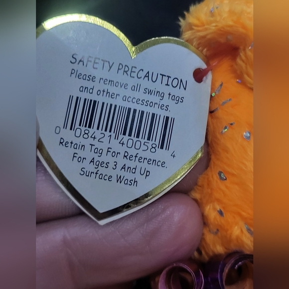 Retired 2004 Ty Beanie Baby - Happy Birthday Orange Bear - New - Picture 6 of 7